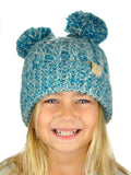 C.C Kids' Children's Cable Knit Double Ear Pom Cuffed Beanie Cap Hat