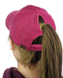 C.C Ponycap Messy High Bun Ponytail Adjustable Cotton Baseball Cap Hat