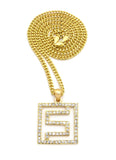 Hip-Hop Style Stone Stud Maze Pendant w/Chain Necklace, Gold-Tone