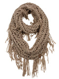 C.C Women's Soft Solid Chenille Net Fringed Tassel Infinity Wrap Scarf