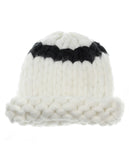 Two Tone Single Strip Handmade Big Loop Helsinski Hat Beanie