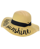 C.C Women's Paper Weaved Beach Time Embroidered Quote Floppy Brim Sun Hat