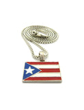 Puerto Rico Flag Micro Pendant with Chain Necklace