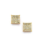 5 Stone Row Square Kite Stud Magnetic Earrings in Gold-Tone