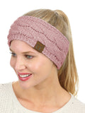 C.C Soft Stretch Winter Warm Cable Knit Fuzzy Lined Ear Warmer Headband