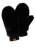 C.C Women's Faux Fur Wrist Length Fingerless Sherpa Lined Convertible Mittens Gloves