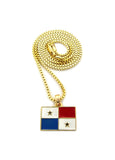 Flag of Panama Micro Pendant with Chain Necklace