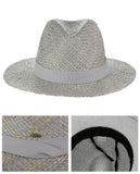 C.C Women's Raffia Straw Weaved Panama Sun Hat with Ribbon Trim