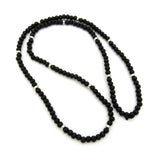 Black Wood Bead Color Metal Disc 6mm 30" Necklace