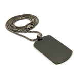 Plain Hematite-Tone Dog Tag Pendant 2mm 30" Box Chain Necklace