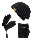 NYfashion101 Exclusive Colorful Confetti Boot Cuff, Beanie & Mitten Set