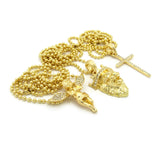 Extended Wing Angel, King Lion, & Slim Cross Pendant Set w/ 2mm 24" Ball Chain Necklaces in Gold-Tone
