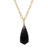 Women's Smooth Briolette Stone Dangle Pendant with 17" Link Chain Necklace