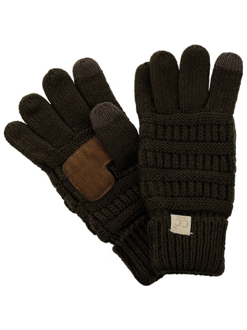 C.C. Kids' Children's Cable Knit Warm Anti-Slip Touchscreen Texting Gloves