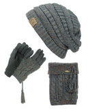 NYfashion101 Exclusive Colorful Confetti Boot Cuff, Beanie & Mitten Set