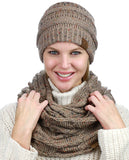 C.C Soft Stretch Colorful Confetti Cable Knit Beanie and Infinity Loop Scarf Set