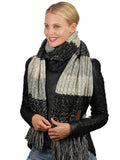 C.C Women's Long Multicolored Warm Cable Knit Shawl Wrap Tassel Scarf