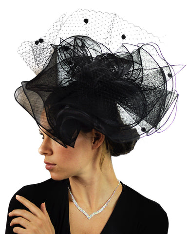 NYFASHION101 Wavy Contour Layered Sinamay Mesh Net Fascinator Headband