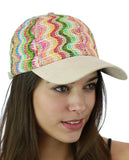 C.C Multicolored Paper Straw Weaved Adjustable Precurved Baseball Cap Hat