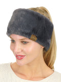 C.C Women's Soft Faux Fur Feel Sherpa Lined Ear Warmer Headband Headwrap