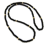 Black Wood Bead Color Metal Disc 6mm 30" Necklace