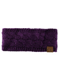 C.C Soft Stretch Winter Warm Cable Knit Fuzzy Lined Ear Warmer Headband