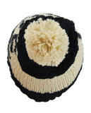 NYfashion101 Two Tone Handmade Love Knitted Short Pom Pom Beanie Hat
