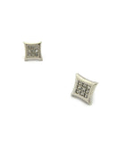 Stone Stud Kite Shape Magnetic Stud Earrings in Silver-Tone