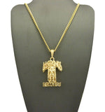 Polished Hollow Layered Last Kings Record Label Pendant w/ Chain Necklace