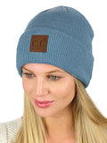 C.C Unisex Plain Cuff Skull Cap Winter Knit Beanie Hat