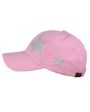 C.C Women's Glitter Star Cut Design Cotton Adjustable Precurved Baseball Cap Hat