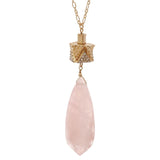 Women's Smooth Long Briolette Stone Dangle Pendant with 30" Link Chain Necklace