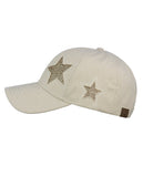 C.C Women's Glitter Star Cut Design Cotton Adjustable Precurved Baseball Cap Hat
