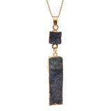 Women's Druzy Square and Bar Dangle Pendant with 30" Ball Chain Necklace