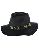 C.C Teardrop Dent Paper Woven Panama Sun Beach Hat with Camouflage Band