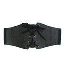 NYFASHION101 Women's Denim Lace-Up Corset Stretch Waist Belt, Black Denim