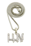 Stone Stud LUV Drip Effect Micro Pendant with Box Chain Necklace