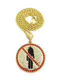 Red Stone Stud Border Rapper Music Video Monster Logo Pendant w/ 24" Chain Necklace