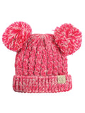 C.C Kids' Children's Cable Knit Double Ear Pom Cuffed Beanie Cap Hat