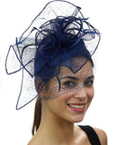 NYFASHION101 Cocktail Formal Party Face Veil Floral Mesh Fascinator Headband