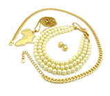 Women's Fashion Africa Pendant Earring and Simulated Pearl Necklace Set in Gold-Tone