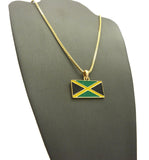 Flag of Jamaica Micro Pendant with Chain Necklace