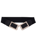 NYFASHION101 Women's Stretch Waist Belt w/ Stone Stud Square Front Closure, Black