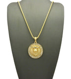 Stone Edge King Lion Medallion Pendant w/ Chain Necklace