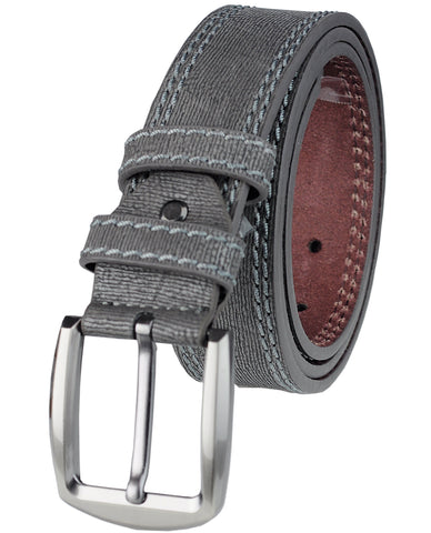 Eurosport Men's Textures Bonded Leather Stitched Edge Cut-To-Fit Belt with Square Buckle