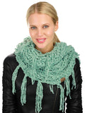 C.C Women's Soft Solid Chenille Net Fringed Tassel Infinity Wrap Scarf