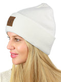 C.C Unisex Plain Cuff Skull Cap Winter Knit Beanie Hat