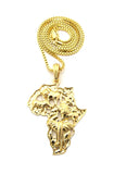 Safari Animals on Africa Continent Pendant with Chain Necklace