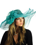 NYFASHION101 Kentucky Derby Enlarged Sheer Floral Accent Sinamay Dress Hat