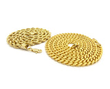 Hip-Hop Style 6mm 24" Rope Chain & 6mm 30" Box Cuban Chain Necklace Set, Gold-Tone